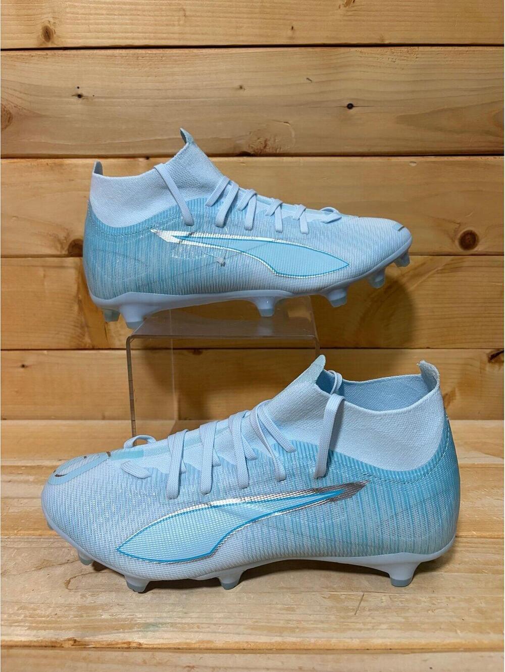 New Puma Ultra Match 5 FG AG Soccer Cleats White Blue Women's Size 8 108640-01